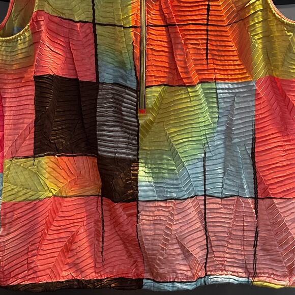 Jamie Sadock Neon Radiance Artsy Crinkled Silky Golf Activewear Vest Top XL - Picture 6 of 10